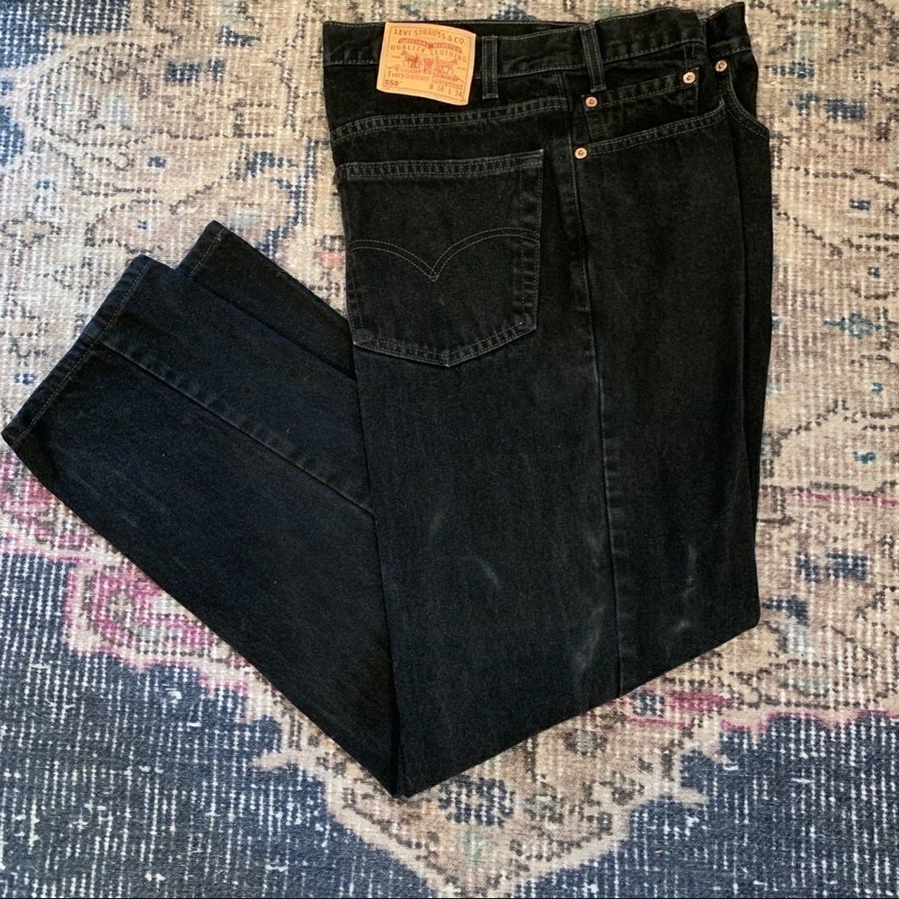 Levi's Men's 550 Relaxed fit black denim jeans 38x34